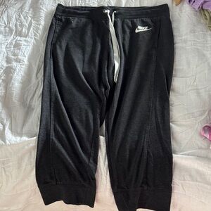 Nike Black Crop Joggers with White Logo